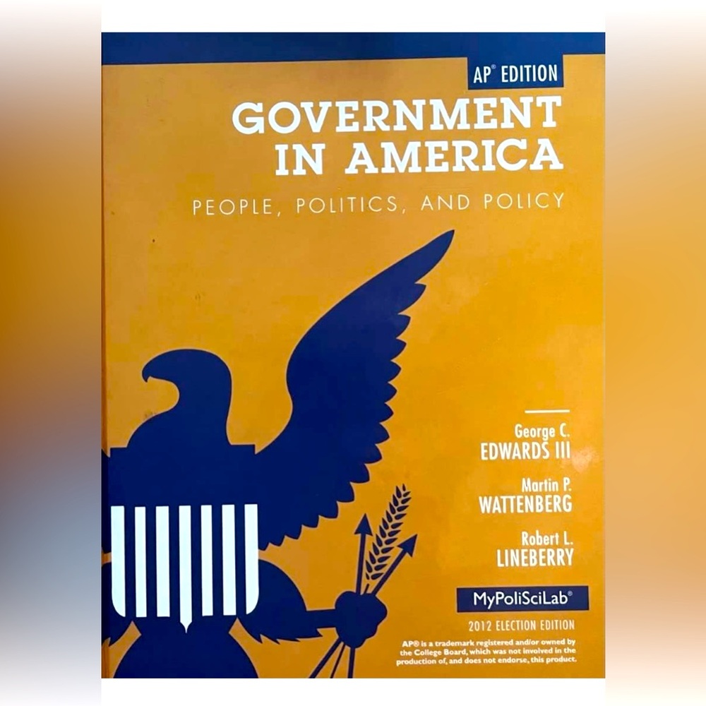 Government In America AP edition 2012 Hardcover text Brand New